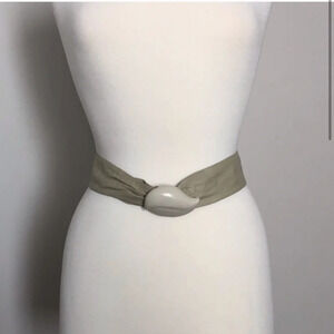 Vintage Gray Taupe Leather Belt Size Small